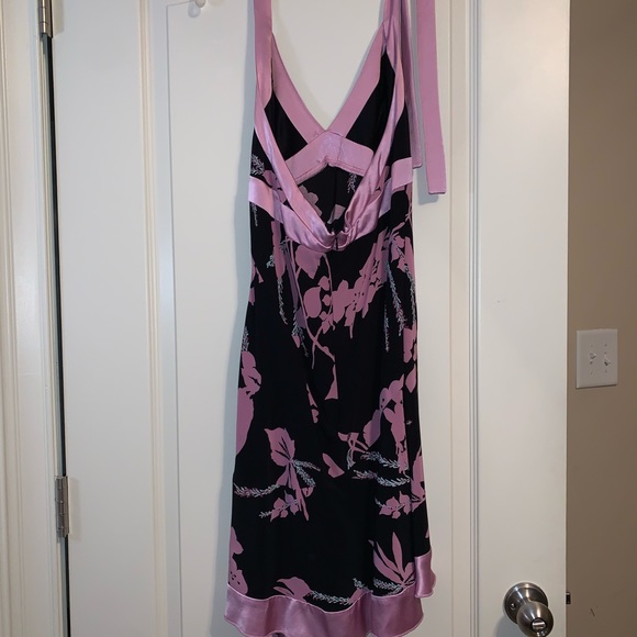 Bebe Asymmetrical Black Floral Dress M - Picture 7 of 14
